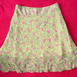 Sigrid Olsen Green and Pink Floral A-Line Skirt
